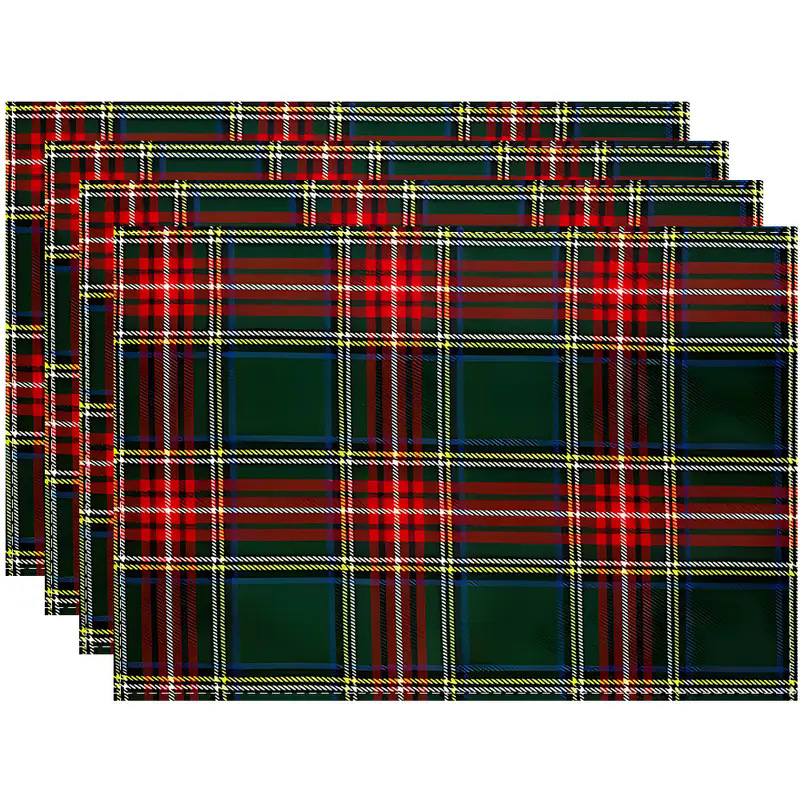 Transfronterizos lino almohadilla de mesa Aliexpress TEMU Amazon almohadilla de mesa cuadrada búfalo rojo almohadilla de Navidad Día de la Independencia