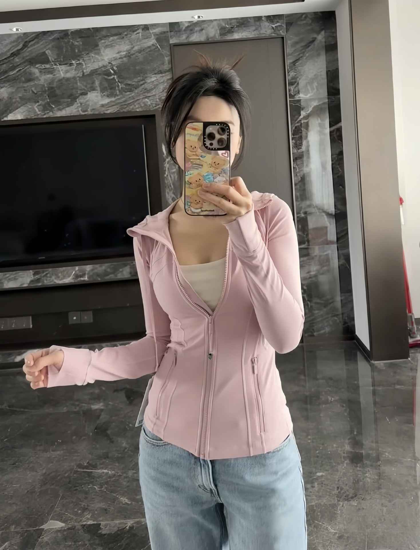 Sakura pink hooded model