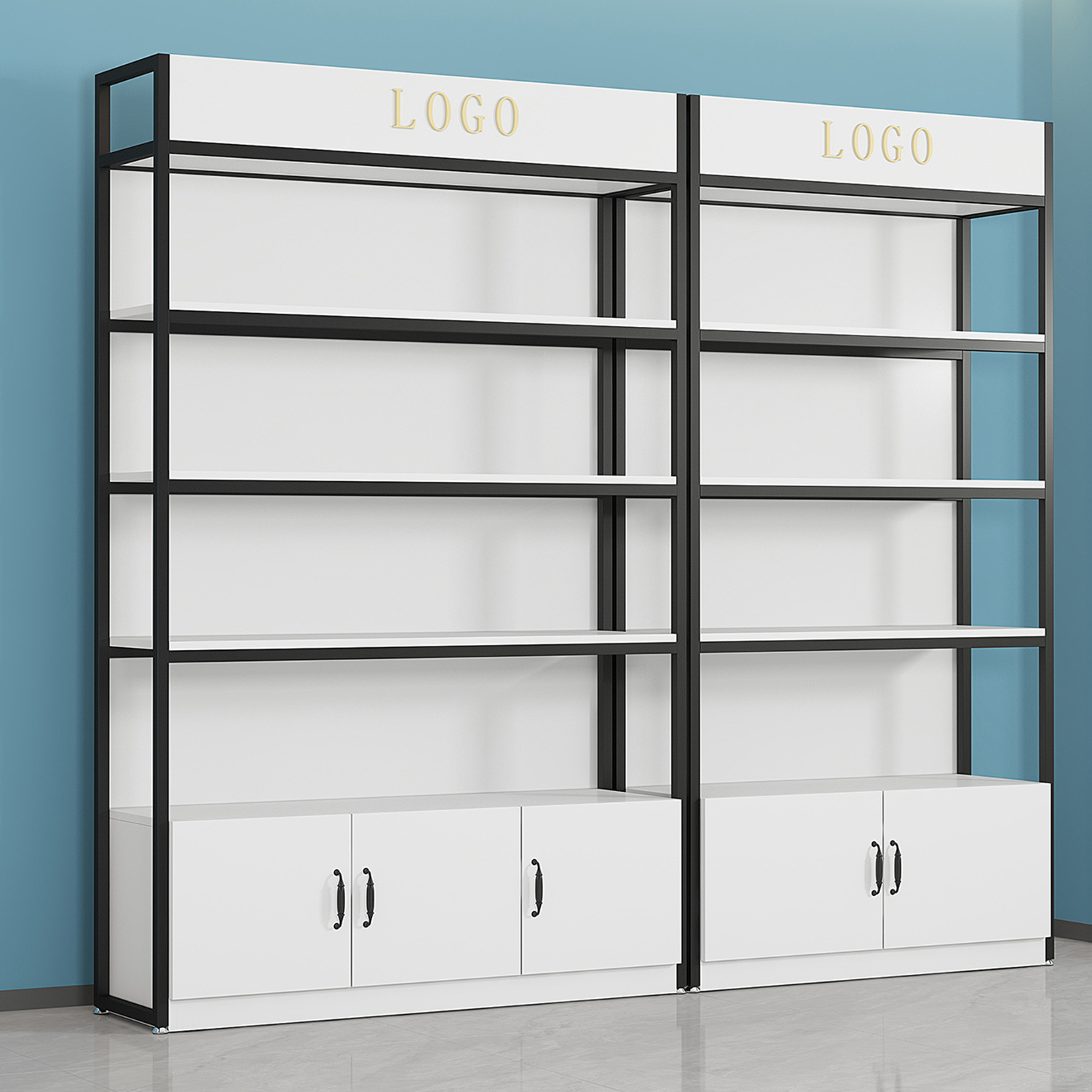 Supermarket convenience store display rack, cosmetic display rack, product showcase, freestanding combination shelf