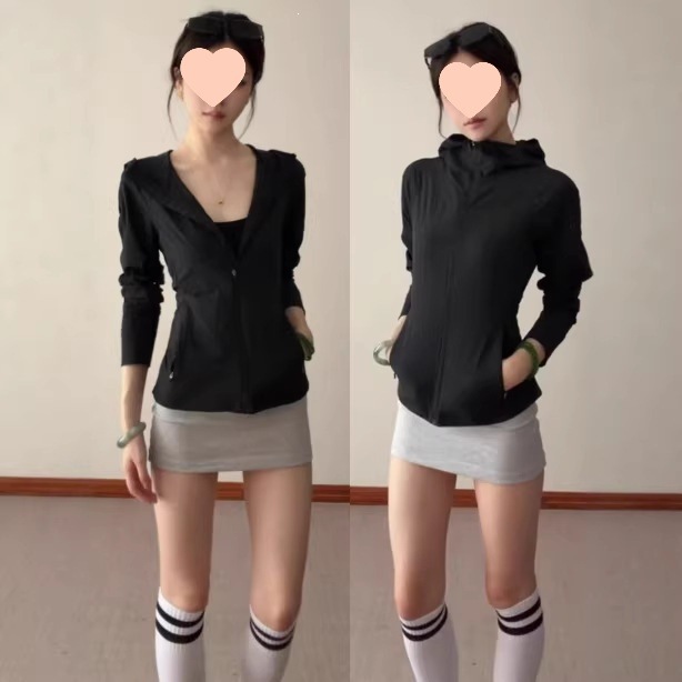 修身瑜伽服防晒皮肤衣薄款冲锋衣外套女早春运动速干上衣健身穿搭