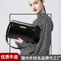 Retro High-End Underarm Mailman Bag with Genuine Caiman-Print Leather Kelly Bag for Women