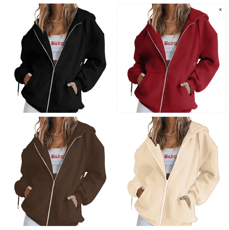 Cross-border Oversized Shoulder Sleeve Zipper Sweater Women's Oversized Hooded Sweatshirt Cardigan Autumn Clothing