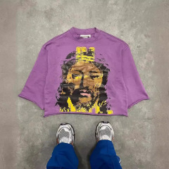 欧米の越境落書きプリントtシャツ五分袖ゆったりヒップホップ上着ファッションブランドシリーズ