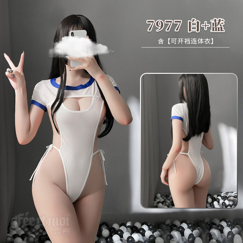 Lencería sexy coqueta pijamas de una pieza SM sexy tentación traje de pasión uniforme cama libre de extremo abierto deseo puro tenedor alto