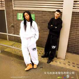 跨境新款抓绒刺绣运动裤 protect 字母休闲街头青年加绒卫裤批发
