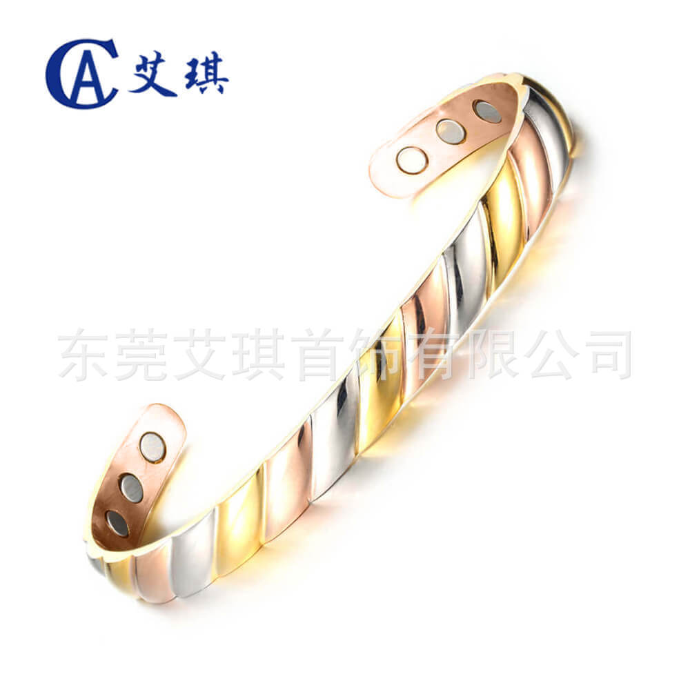 Red Copper Bracelet Cross-border Retro Fashion Magnetic Energy Bracelet Creative Three-color Pure Copper Magnetic Bracelet for Women