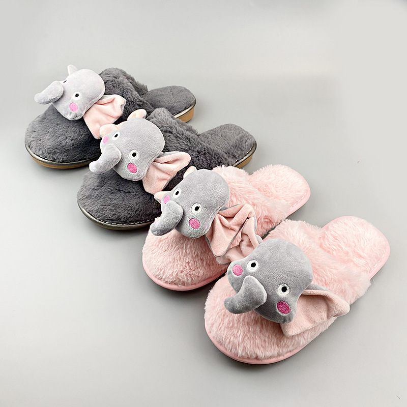 2024 new couple slippers autumn and winter indoor cartoon non-slip plush cute warm home cotton slippers wholesale