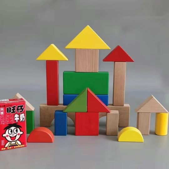 Children's log large particle building blocks assembled 3-4-6 baby educational baby 1-2 years old boys and girls wooden toys