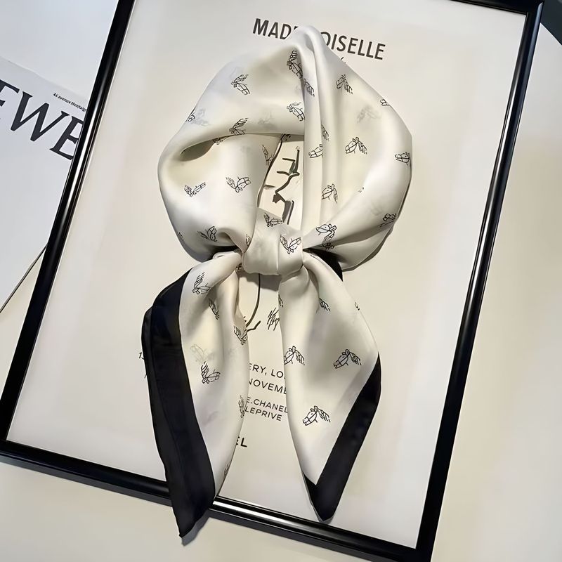 Silk Scarf 70X70 Women's Small Square Scarf Korean Style Ins High-End Scarf Neck Protector Summer Small Silk Scarf Versatile Shawl Scarf