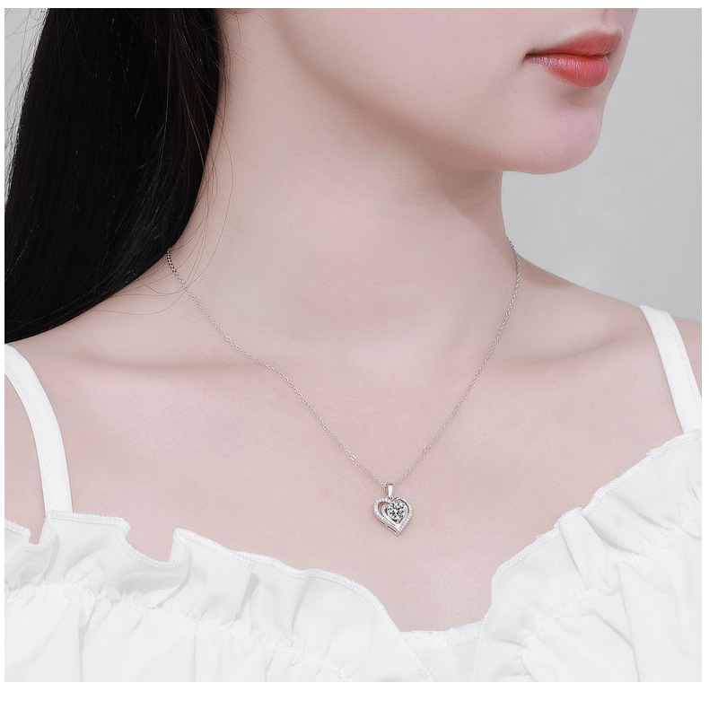 Colier din argint sterling, moissanit, pentru femei, lanț clavicular clasic, nou, cu pandantiv de nișă de lux, cadou de ziua de naștere, model clasic, cadou de ziua de naștere_voghion.com