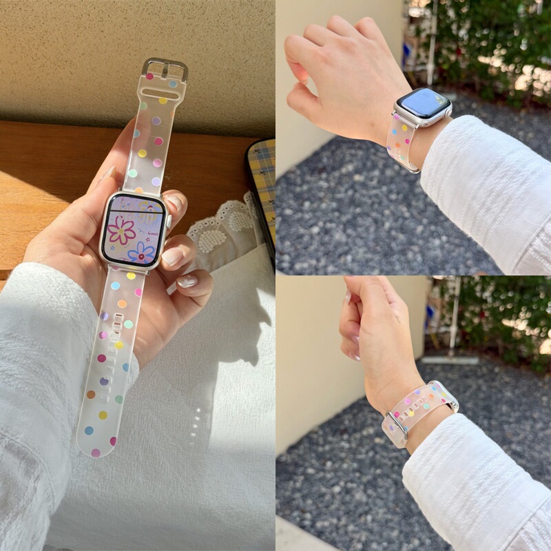 Jelly Frosted Polka Dot Silicone Watch Strap Suitable for Apple S10 Watch S11Iwatch9 Female Applewatch8Se Jelly Frosted Polka Dot Silicone Watch Strap Suitable for Apple S10 Watch S11Iwatch9 Female Applewatch8Se