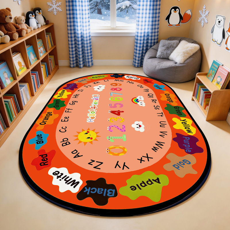 Children's Kindergarten Carpet Early Education Center Room Floor Mat with Logo English Letters Reading Area Educational Play Mat Children's Kindergarten Carpet Early Education Center Room Floor Mat with Logo English Letters Reading Area Educational Play Mat