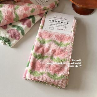 Coral Velvet Soft and Lint-Free Double-Sided Two-Color Kitchen and Bathroom Absorbent Square Towel Towel Dishwashing Cloth Scouring Pad Ins