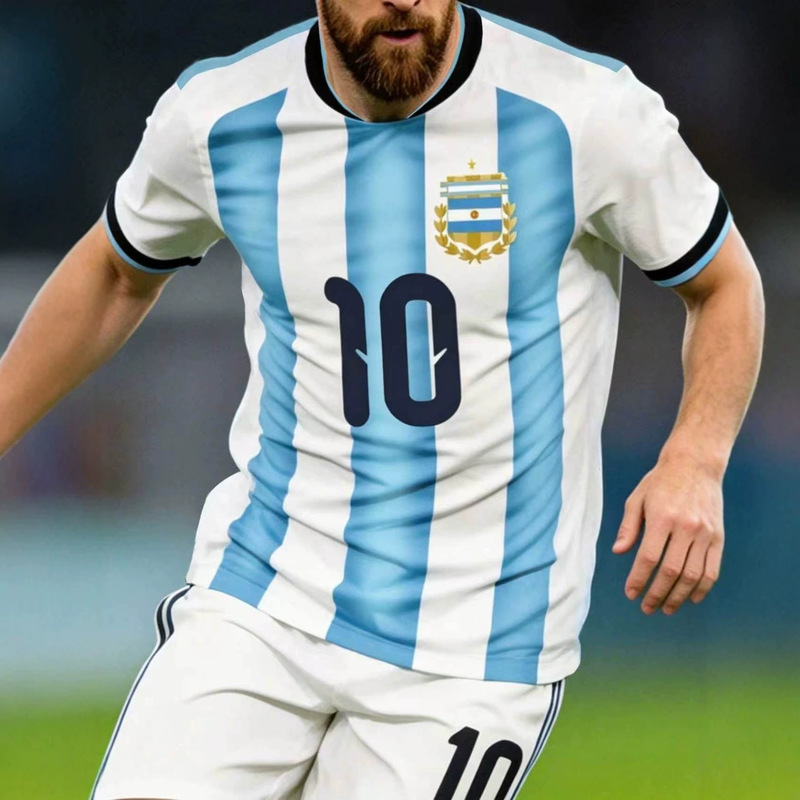 World Cup Fan Edition Men's T-Shirt Argentina Messi No. 10 Mexico National Team Short Sleeve