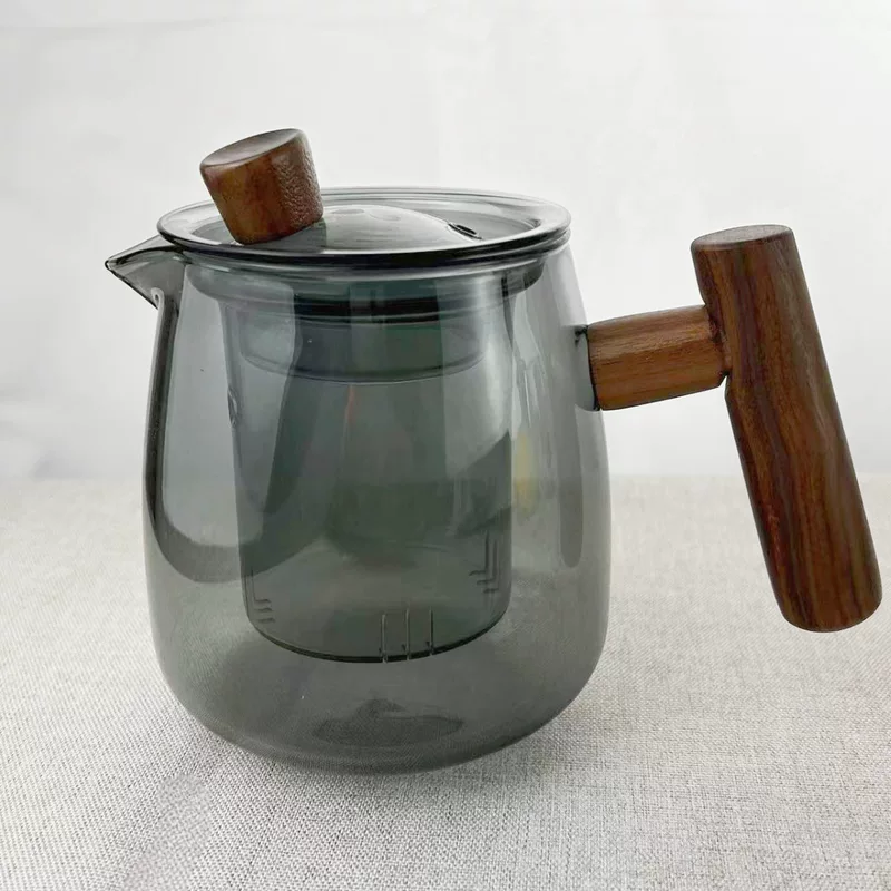 Стеклянный чайник, чай,Dispenser вина, ручка из натурального дерева