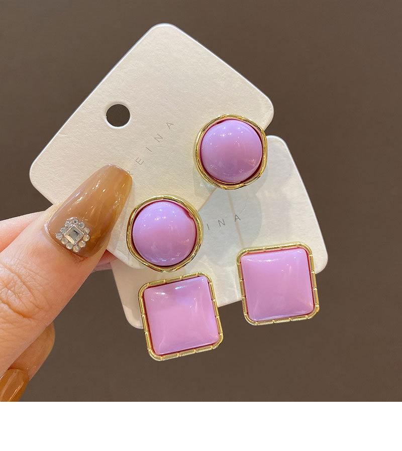 1 Pair Simple Style Oval Alloy Plating Artificial Gemstones Women's Earrings display picture 1