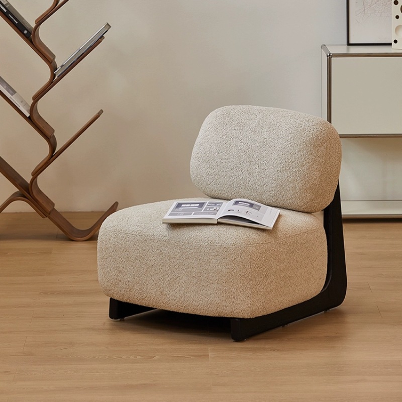Madera sólida Red Sofá individual Crema viento balcón suelo sillón sala de estar-Wanti-Feng Lazy back taburete silla única