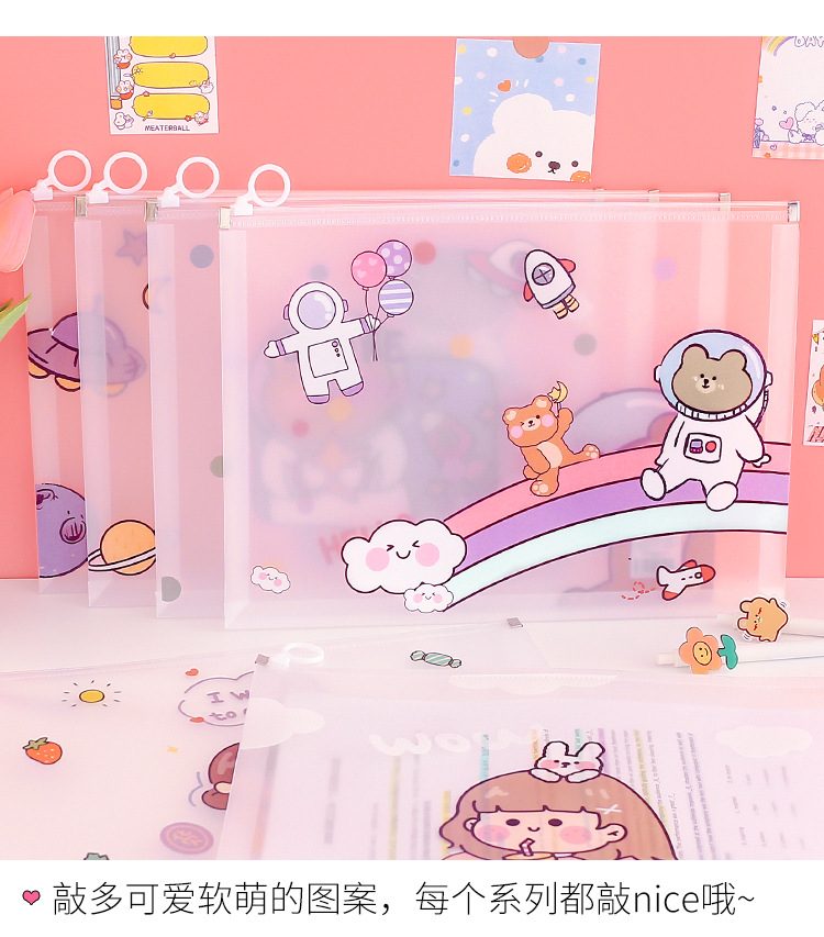 Cute Transparent Large Capacity Portable File Bag