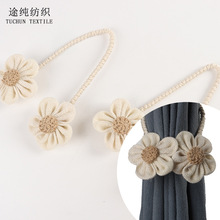 新款批发麻花扭扭乐玫瑰花朵窗帘绑带窗帘扣 百搭客厅免打孔绑绳