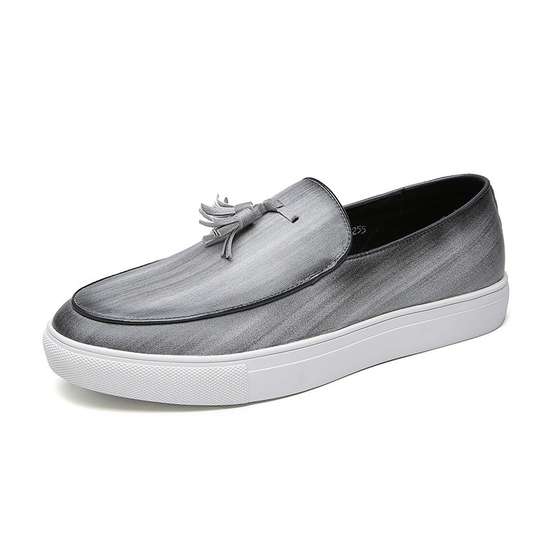 Transfronterizos de tamaño 46 zapatos de hombre de primavera de negocios zapatos de patina de bordas para hombres de color sólido de un pie de zapatos de cuero de calzado