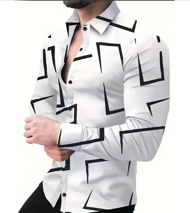 2025新款跨境外贸男士3d数码印花衬衣长袖碎花长袖衬衫|undefined
