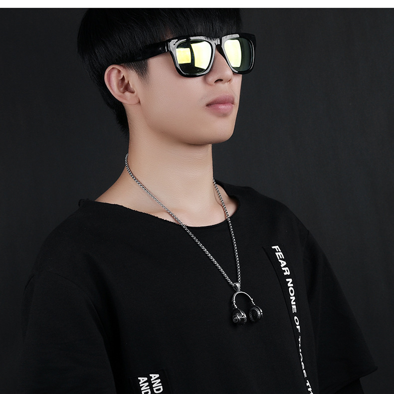 box chain Chain Type Street Occasion Alloy, Titanium Steel Material Hip-hop Headset Stainless Steel Plating Men's Pendant Necklace