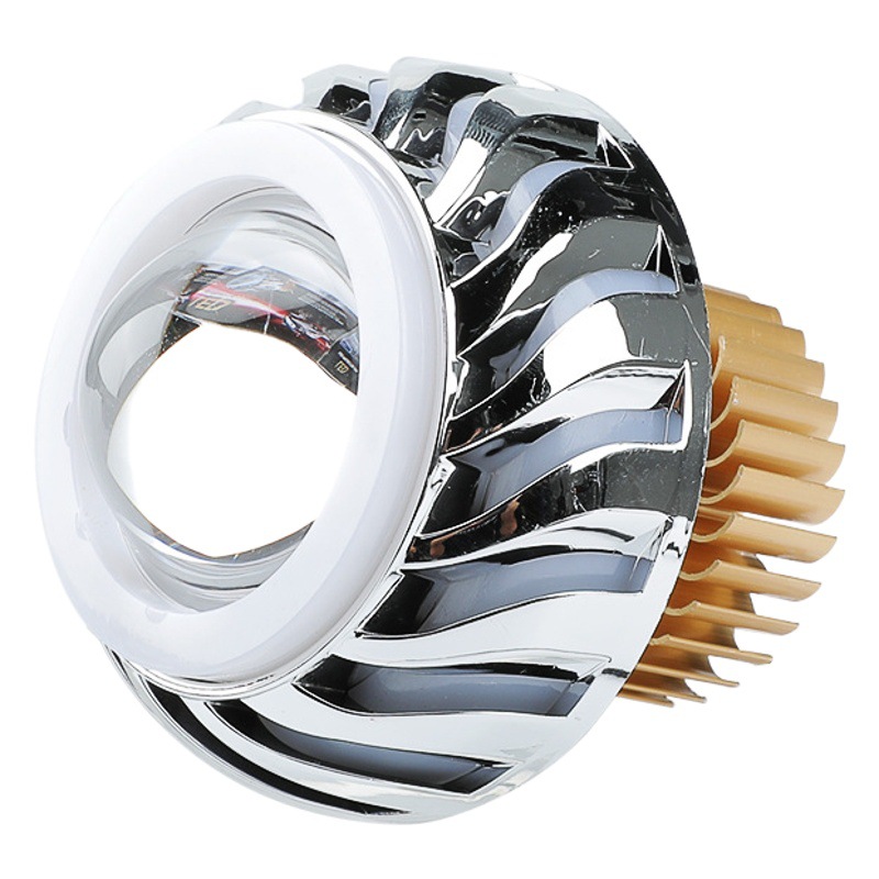 Apertura de la motocicleta LED faro motocicleta luz diablo ojo multicolor láser faro rueda caliente doble Ángel ojo