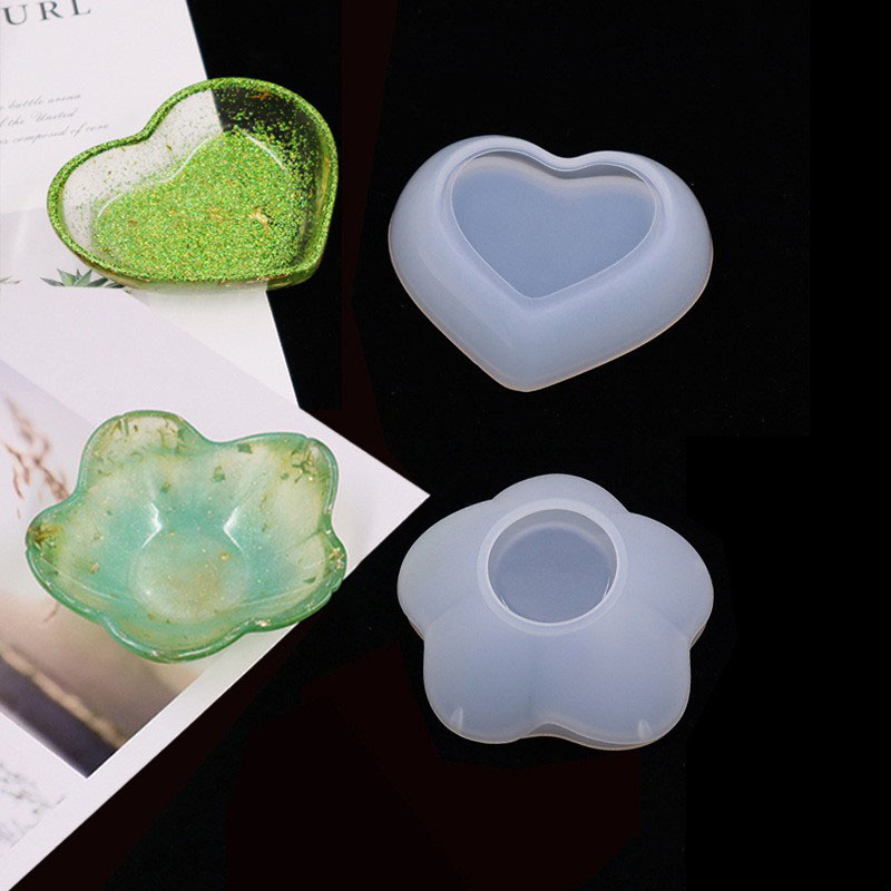 Love heart-shaped petal-shaped dish storage silicone mold cross-border DIY Crystal epoxy table decoration resin mold