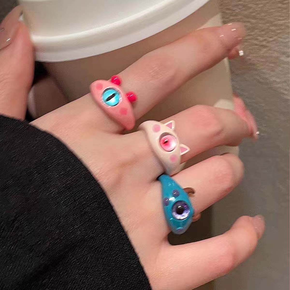 Cute Cat Monster Index Finger Ring For Women Versatile Trendy Design_voghion.com