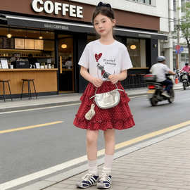夏薄款女童套装2026新款中大童洋气时髦短裙两件套儿童炸街短袖装