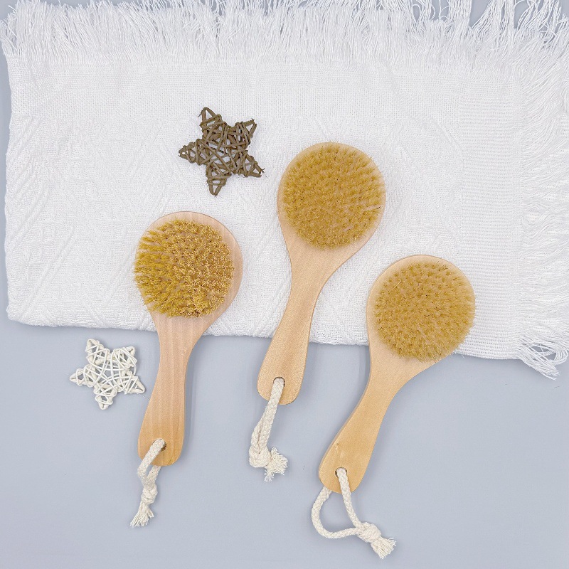 Cepillo de cerda de madera maciza transfronterizo Cepillo de baño Cepillo de cabeza redonda Cepillo de sisal Cepillo de baño de artefacto de lavado de pelo suave