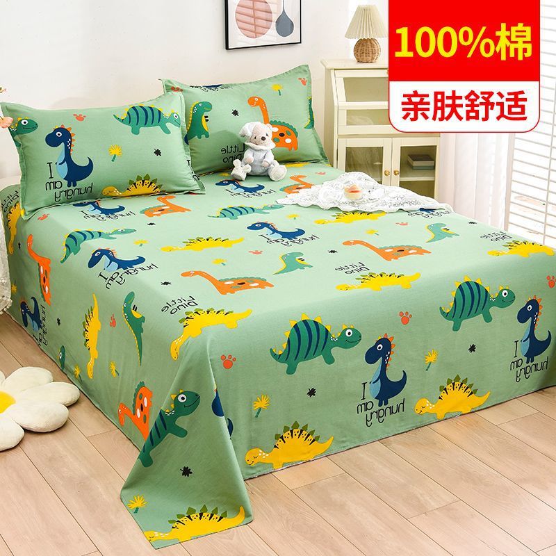 Algodón 100% algodón sábana de una pieza niña linda funda de cama de dibujos animados gruesa funda de almohada de tres piezas conejo