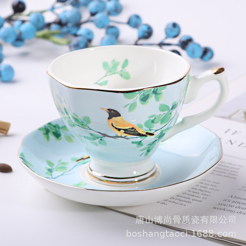 Tangshan hueso porcelana taza de café y plato puede ser impreso regalo recuerdo