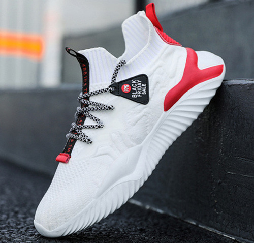 Cross-border men's shoes wholesale breathable mesh running shoes with thick soles and height increase casual shoes for men rounded head lace-up sports shoes