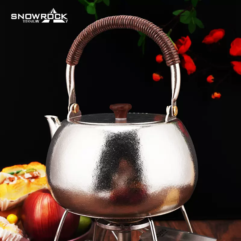 SNOW ROCK提梁壶纯钛茶壶烧水壶户外泡茶壶便携煮茶器轻奢复古风