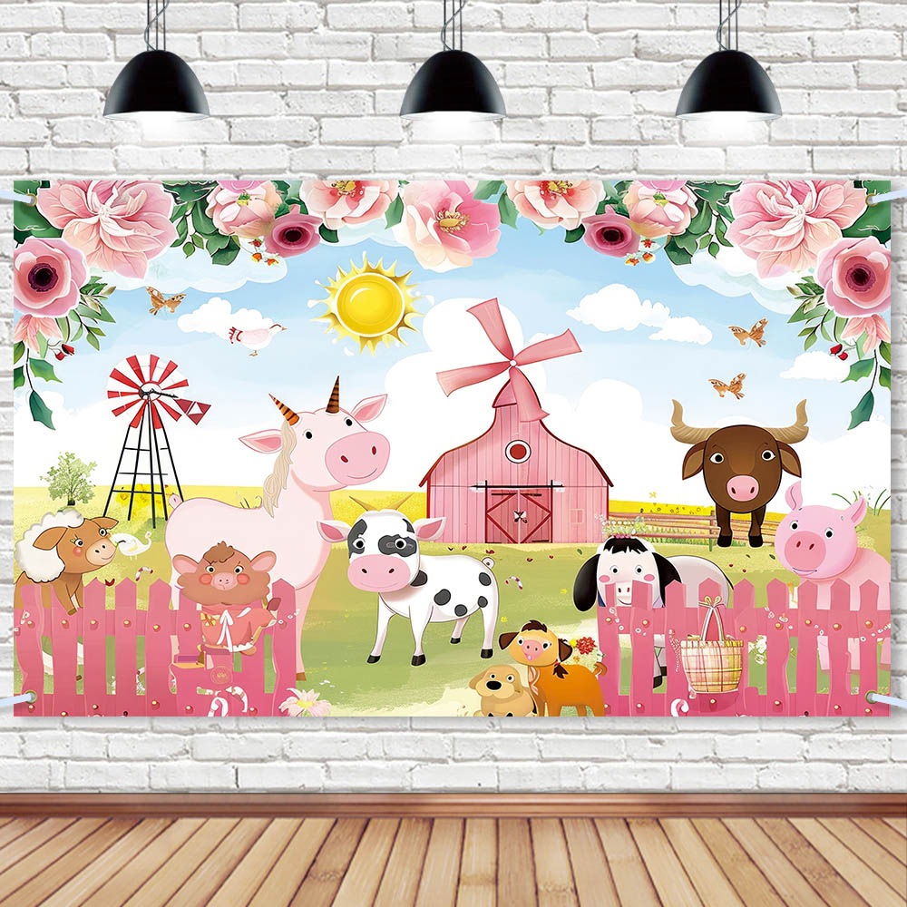 Temas de granja fiesta de cumpleaños decoración tela de fondo ambiente de cumpleaños diseño de tela de fondo decoración de pared banner