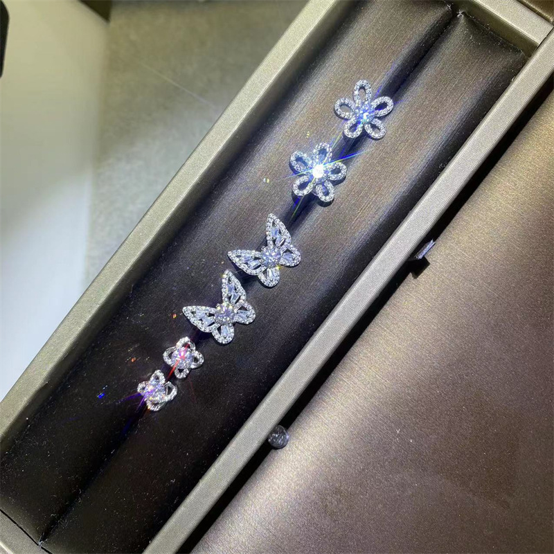 Aretes americanos de moissanite D color Pendientes clásicos de mujer Pendientes DE SEIKO al por mayor segunda pluma de diamantes con certificado de tarjeta negra