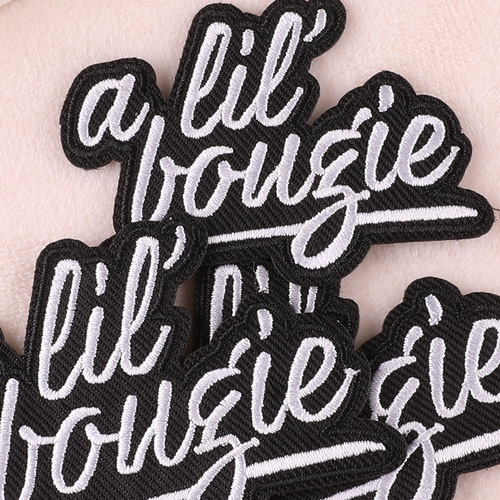 Lixin computer embroidered logo English letter badge clothing accessories down jacket patch stickers black embroidered cloth stickers