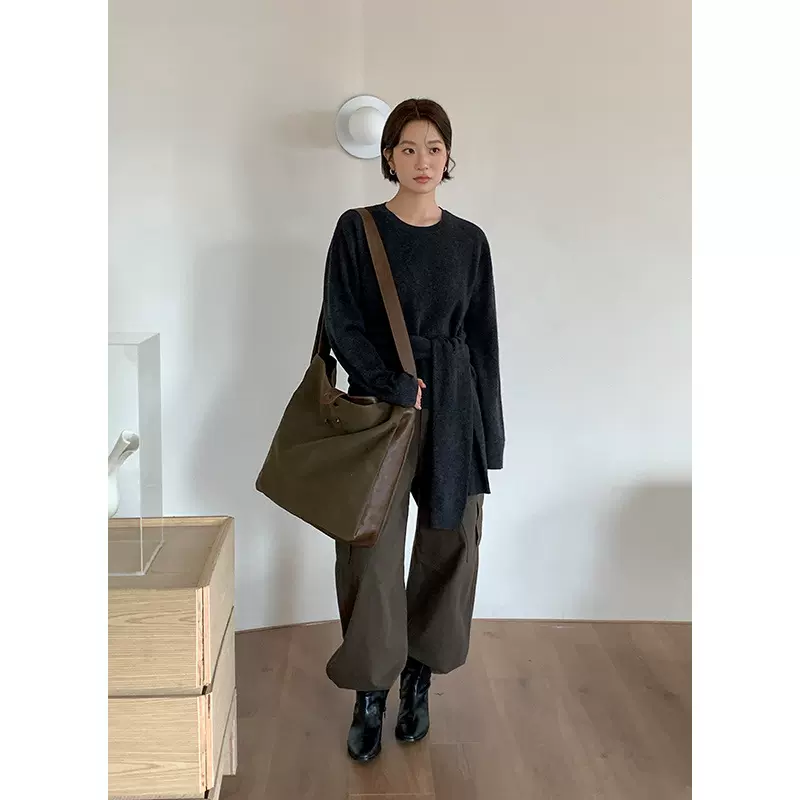 木兰 设计感叠穿毛衣2025十三行秋冬新款气质披肩毛织假两件57821