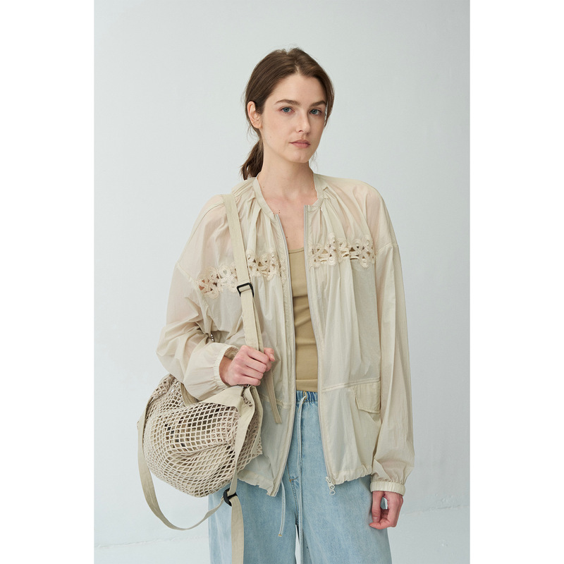 Comos Cms Hollow Lace Outdoor Thin Jacket 2026 Summer Physical Sun Protection Long Sleeve Shirt 258257