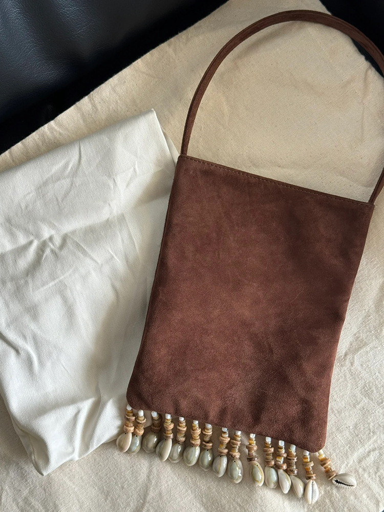 Sac à main en cuir de vachette véritable mat avec perles pour femme, nouvelle collection automne/hiver 2024_voghion.com