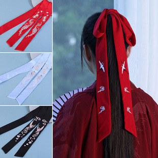 汉服发带古风刺绣丝带发绳 超仙绣花绑发头绳 红色束发飘带发饰女-阿里巴巴