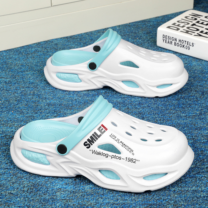 Zapatos con agujeros para hombres, ropa exterior de verano, sandalias deportivas de aumento de suela gruesa, antideslizante, casual, pareja en casa, zapatillas de mierda