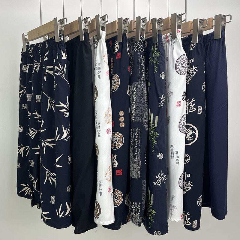 Artificial Cotton Shorts Men's Cotton Silk Pajama Pants Summer Thin Middle-aged Casual Pants Beach Fat Men's Home Pants