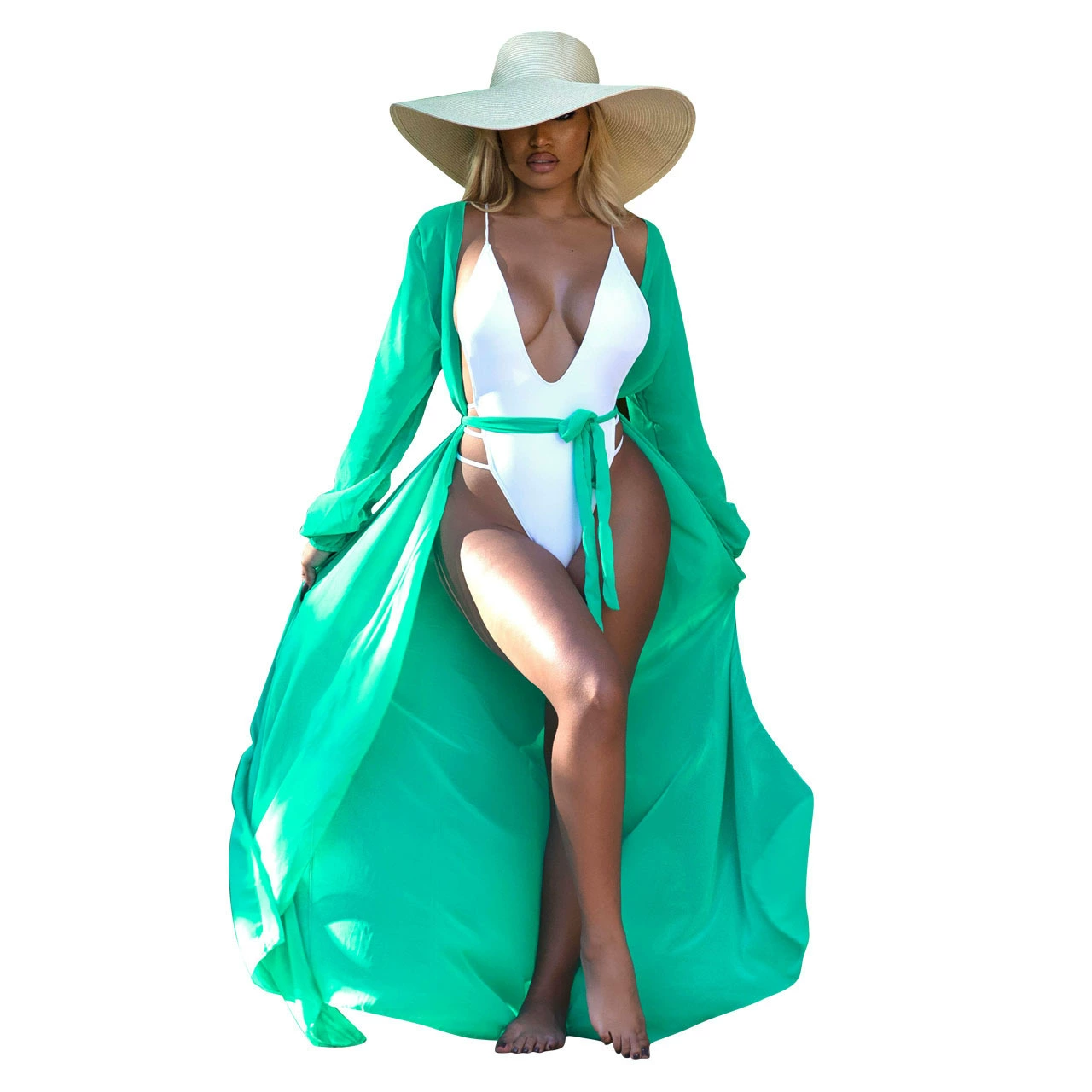 YD1020 European and American women's clothing Amazon new multi -color candy -colored ultra -girar sunscreen shirt beach clothes