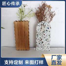 木质墙壁干花架壁挂式绿植架客厅卧室装饰架实木花架波浪边干花瓶