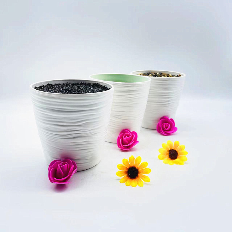 Wholesale Simulated Flower Pots, Flower Arrangements, Plastic Flower Pots, Horizontal Pattern Round Potted Flower Pots, Creative Small Potted Plants