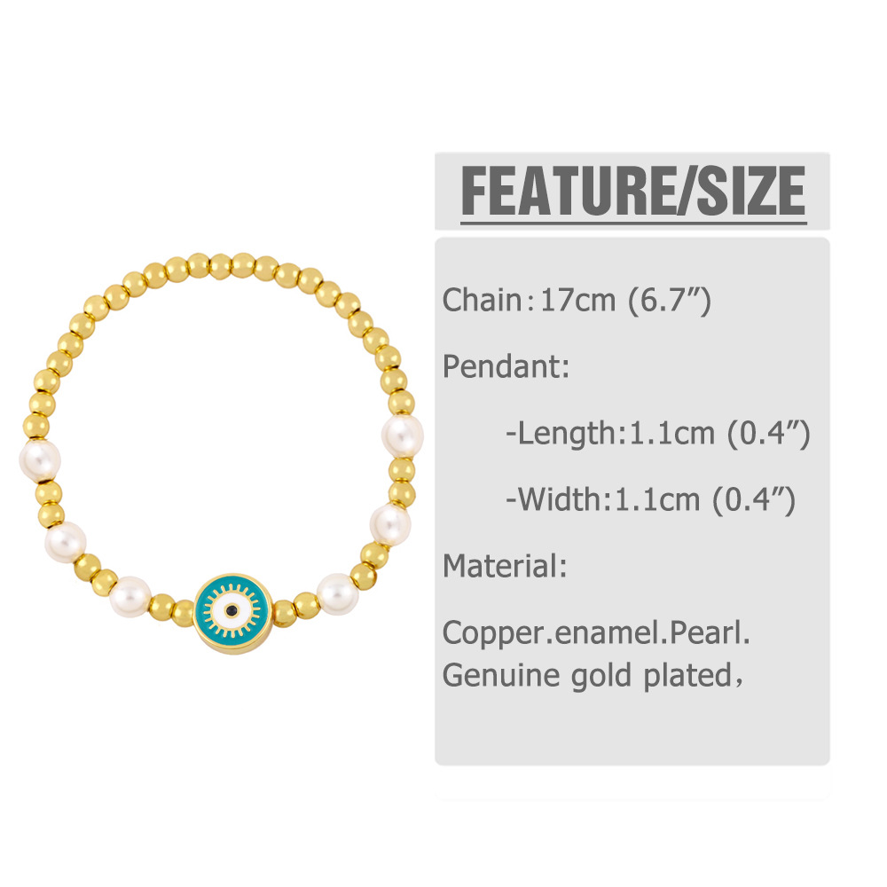 European and American bracelet female evil eyes beaded pearl copper bracelet wholesale