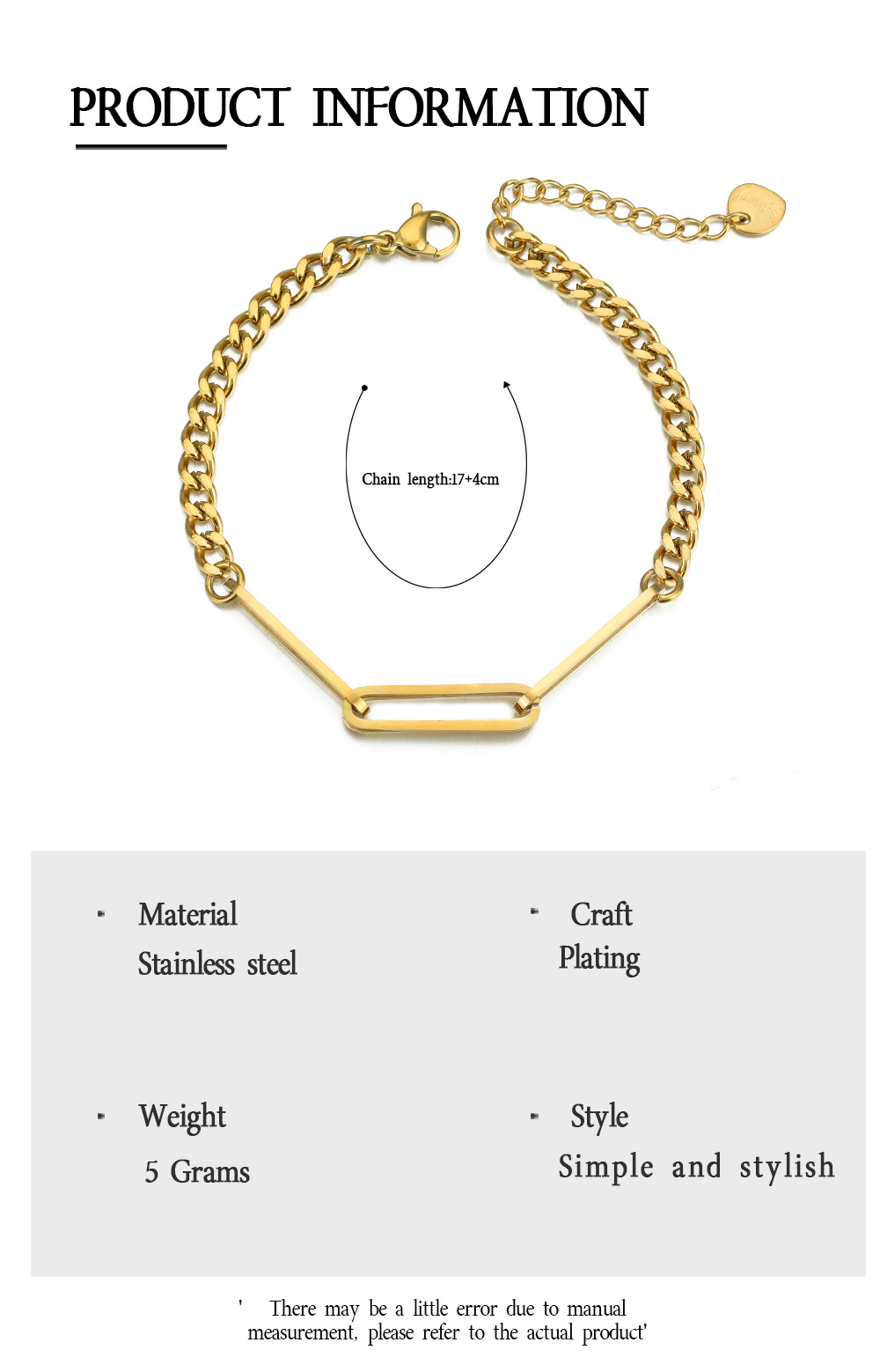 Nihaojewelry Einfaches Edelstahlkettenarmband Großhandelsschmuck display picture 3