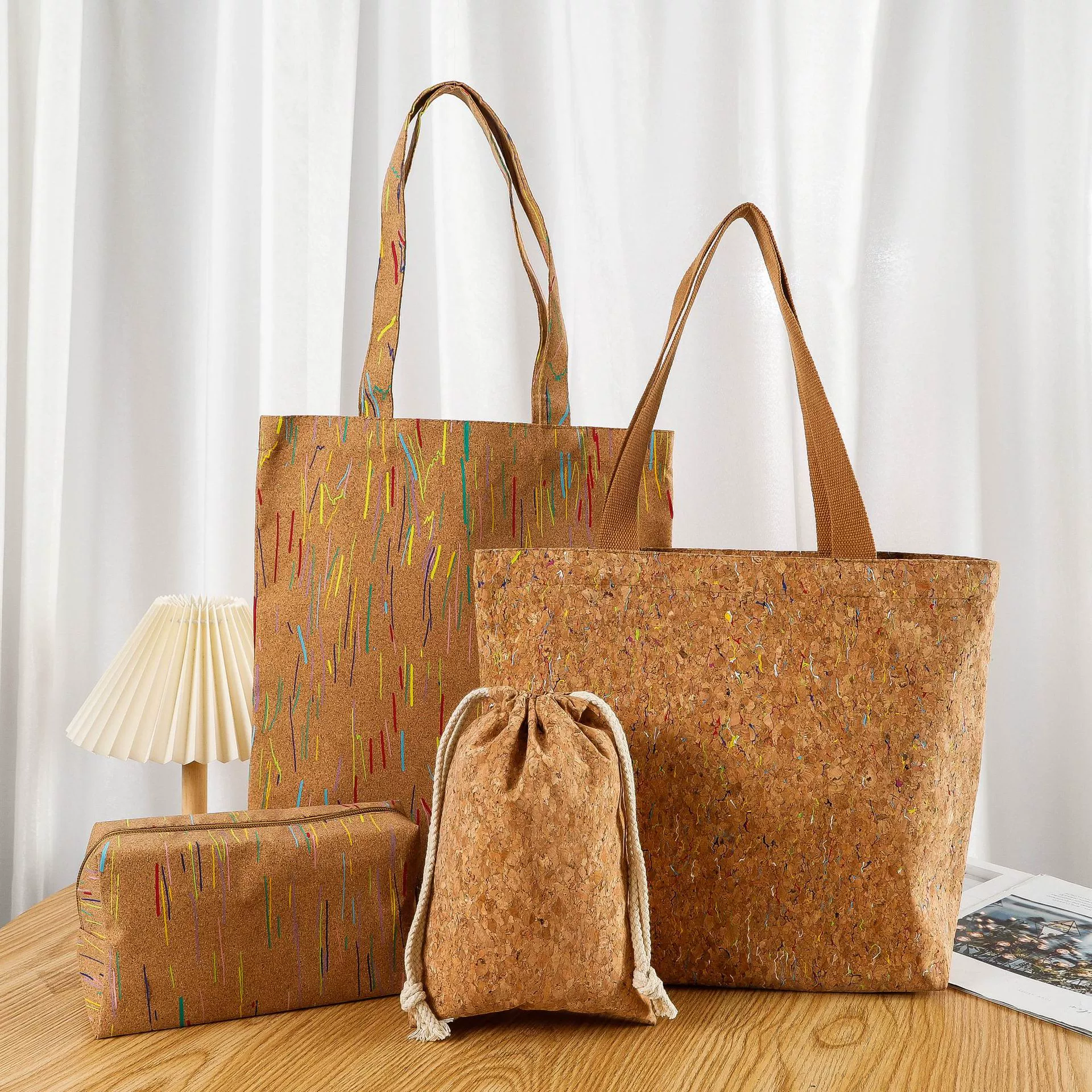 Винтажные простые пробки молния сумка переработанных пробки сумка большой емкости логотип